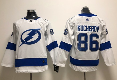 Adidas Tampa Bay Lightning #86 Nikita Kucherov White Road Authentic Stitched Youth NHL Jersey->youth nhl jersey->Youth Jersey